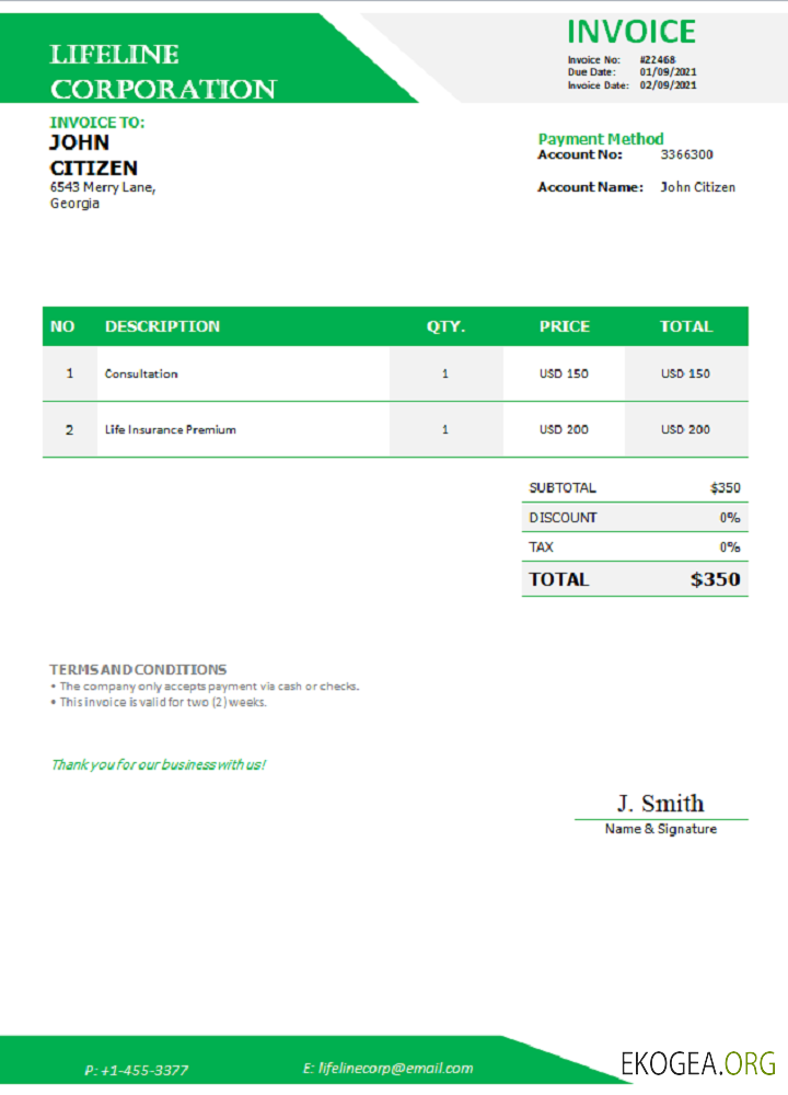 Facture de Georgia Lifeline Corporation